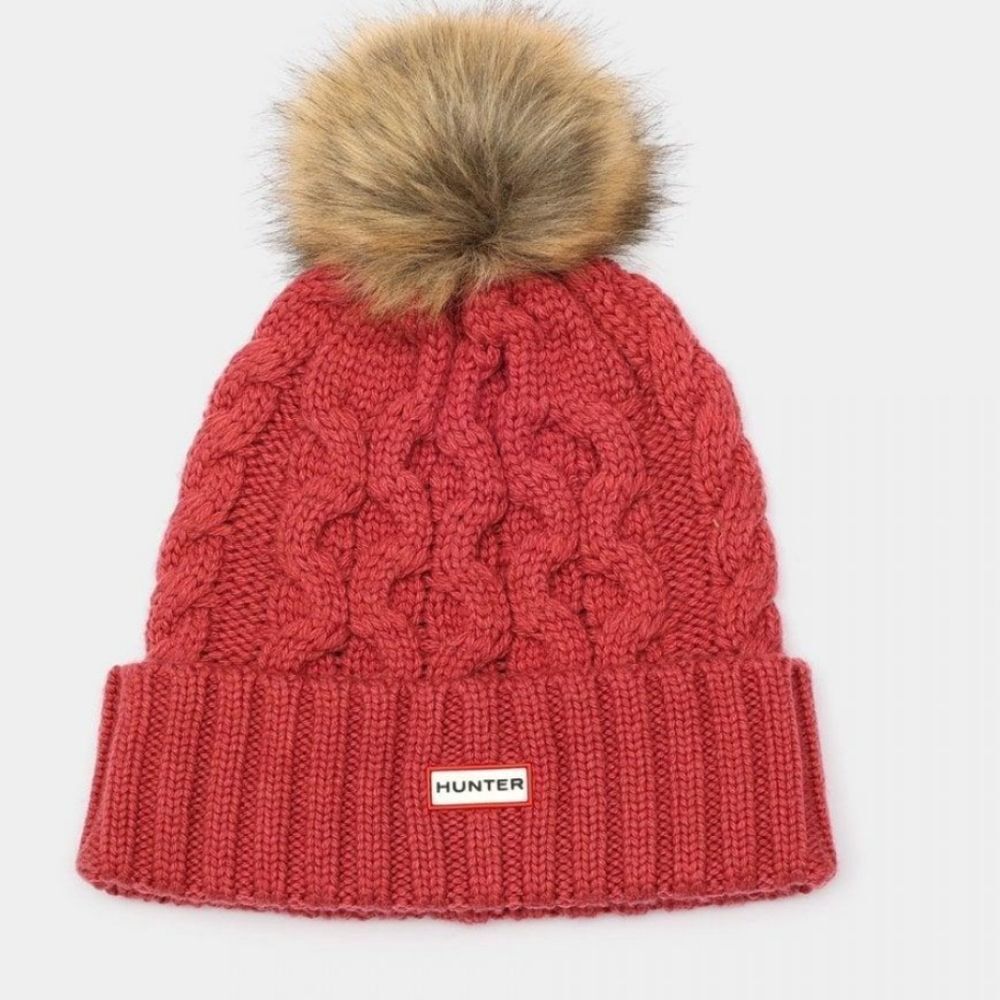 Hunter Unisex Cable Knit Beanie Hat w/Pom‎
